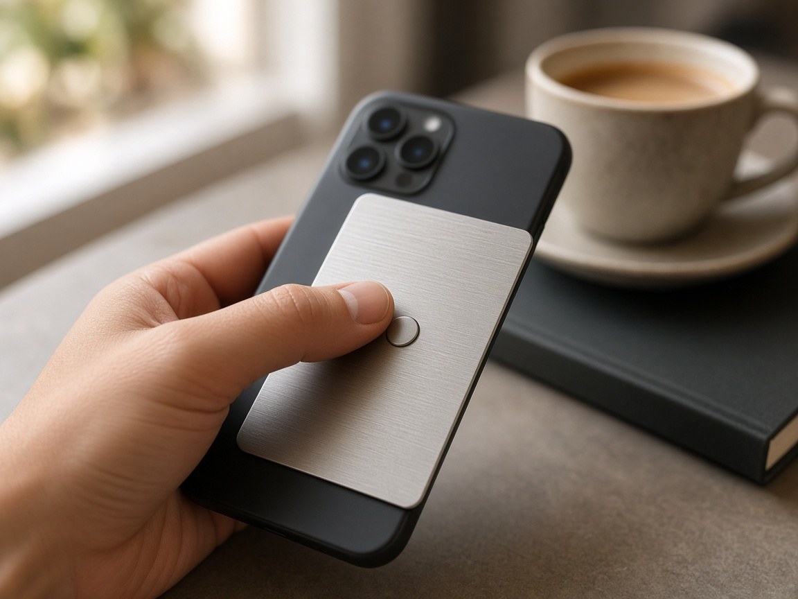 Pressing the Sottile button on the back of a phone (concept render)